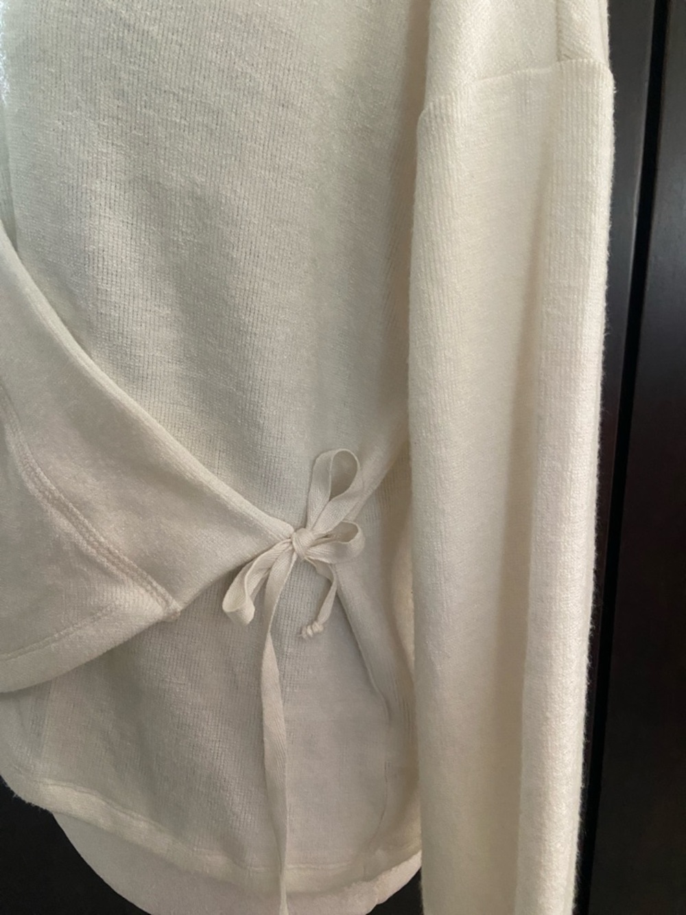 Cream Wrap Front Long Sleeve Top, size XS, Three Dot brand - Picture 5 of 13